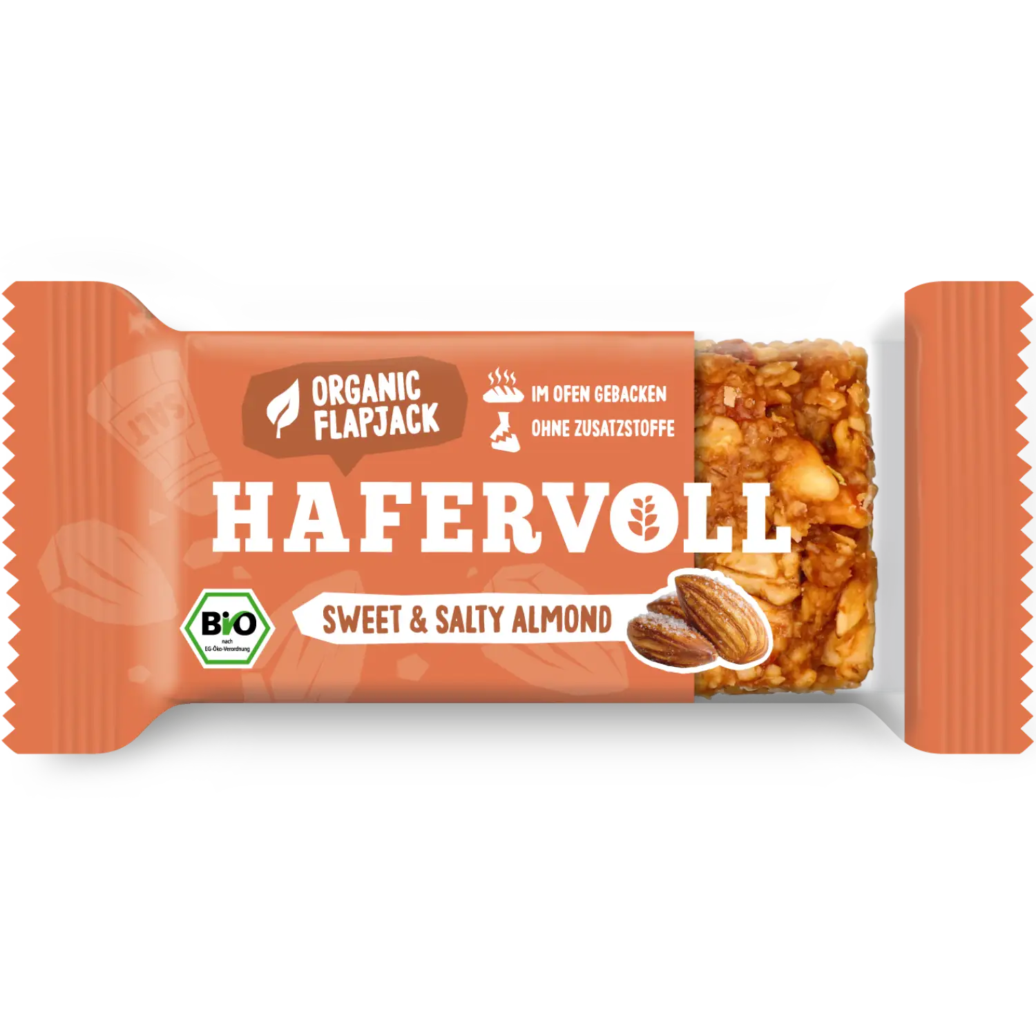 HAFERVOLL Organic Flapjack Sweet & Salty Almond 60g – der Lieblingsriegel süß-salzig